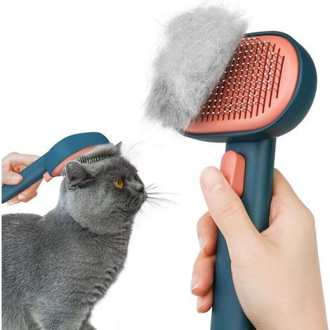 Brosse Chats Chiens,Brosse pour Chat Autonettoyante pour Chat Chien Poil Long Court en Conception �� une Touche, pour Eliminer Efficacement jusqu'�� 95% des Poils Morts et Poils Tomentose(VERT)