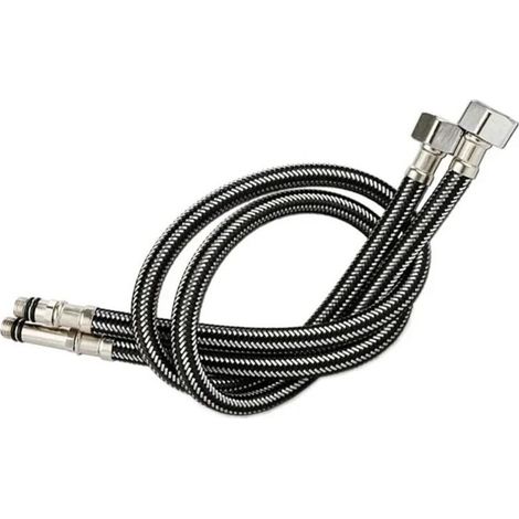 Tuyau d'arrivée d'eau pour robinet - Fil d'acier de 60 cm, lot de 2, lot de 2 tuyaux tressés en nylon et acier inoxydable G1/2'' (1/4)