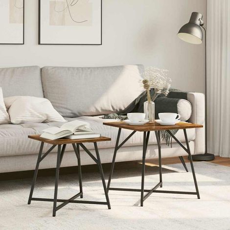 Beistelltisch-Set 2 pcs Geräucherte Eiche und Schwarz