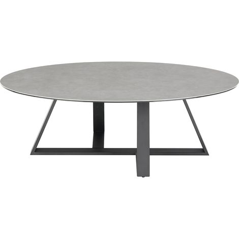 Table basse en verre et céramique coloris gris et métal coloris noir mat -longueur 120 x hauteur 38 x profondeur 70 cm (1/4)