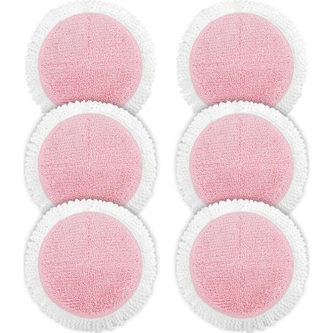 Juego de 6 almohadillas de repuesto para fregona eléctrica inalámbrica, almohadillas de limpieza giratorias lavables, aptas para paños de microfibra Bobot, color rosa. (1/5)