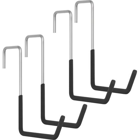 Lot de 4 Crochet Plafond Acier Vinyle Antidérapant Pour Vélo Échelle Garage Poutre (1/5)