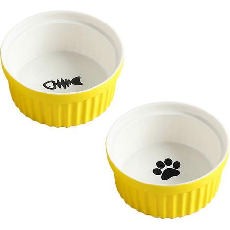 Lot de 2 gamelles en céramique pour chat, gamelles pour nourriture et eau pour chatons et chiots - Style 3 (1/5)