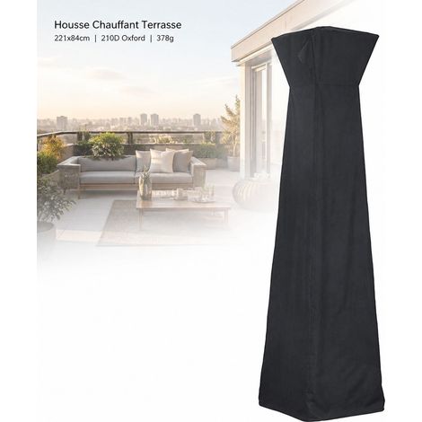 Toivize-Housse Chauffant Terrasse 210D Oxford Imperméable Anti-UV Poussière Noir 221x84cm - Hiver Été - Protection Jardin Extérieur (1/4)