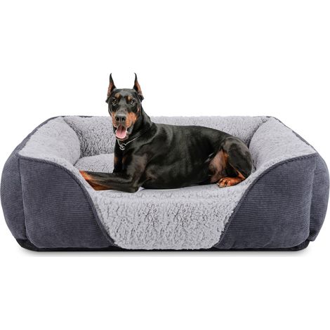 JOEJOY Großer Hundekorb - Waschbares Plüsch-Hundebett, rutschfest, geeignet für große Hunde und Katzen, komfortabel und beruhigend XL (89×63×23cm Grau) (1/5)