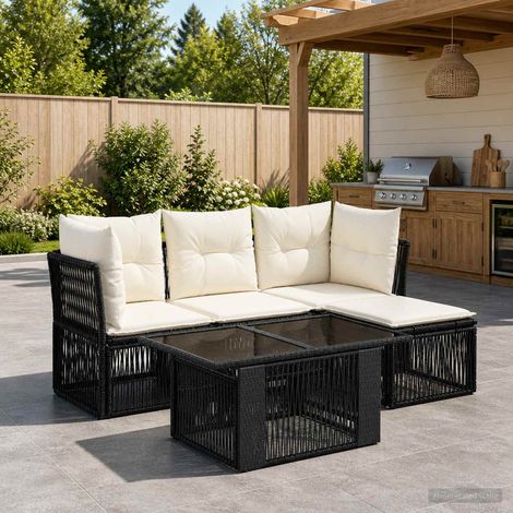 vidaXL Set Divano da Giardino 5 pz Nero polyrattan (1/5)