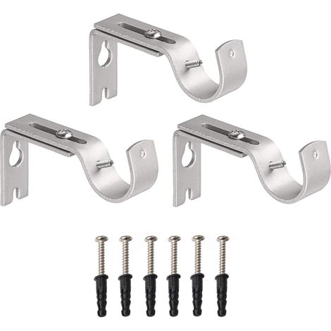 Ensemble de supports muraux réglables pour tringle à rideaux (3 pièces) - Accessoires pour rideaux