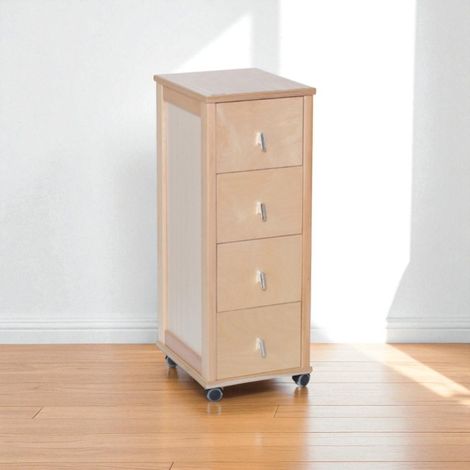 Carrello cassettiera POKERINO in legno a 4 cassetti NATURALE (1/3)