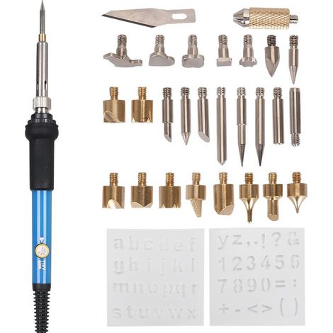 Kit de Pyrogravure Bois, SREMTCH Fer à Souder Electrique Kit avec Temperature Réglable 200-480℃ Kit de Pyrogravure Bois avec Interrupteur ON/OFF, pour Soudage,Cuir,Gravure,Sculpture Bois,Combinaison d (1/5)