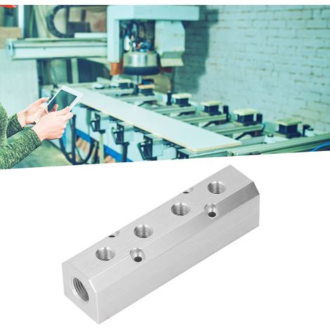 Bloc Pneumatique Aluminium 40x40mm, Entrée G1/2 Sortie G1/4, Débit Élevé SY40-02-4F