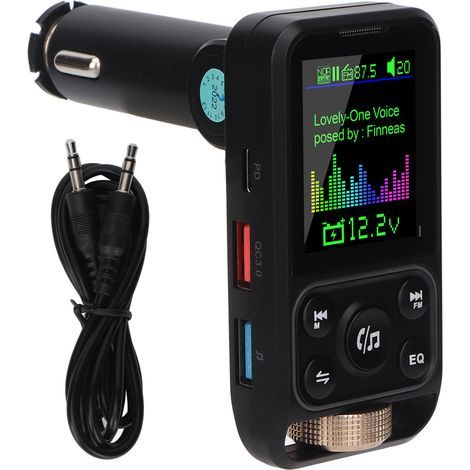 Trasmettitore FM Bluetooth 12V-24V per auto - Chiamate in vivavoce, ricarica rapida PD30W QC18W e adattatore per accendisigari (1/5)