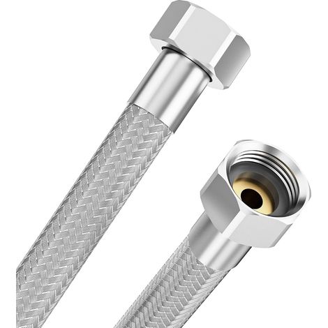 Hose flexible 1/2" Female Fitting of two sides - Hose EPDM braided steel stainless steel, Flexible sanitary For valve, valve angle, sink, kitchen, bathroom, toilets WC - 100CM (1/5)