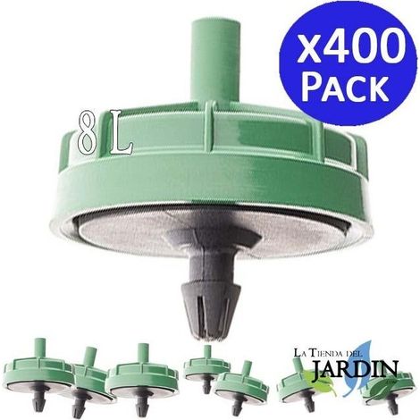 Pack 400 Gotero Autocompensante 8 Litros, Goteros Seta No desmontables para Riego, Plantas, Agricultura, Tuberia 16mm