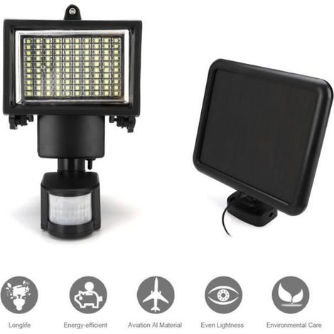 TEMPSA - Lampe solaire 100 LED avec détecteur de mouvement pour jardin extérieur (1/4)