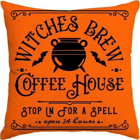 Lot de 2 housses de coussin fantômes d'Halloween, housses de coussin en lin noir à motif toile d'araignée, housses de coussin décoratives effrayantes pour canapé et intérieur (1/5)
