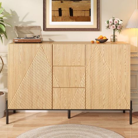 Modern Buffet with Geometric Structure, 2 Doors and Central Drawer – Multifunctional Storage Unit for Living Room and Dining Room (1/5)