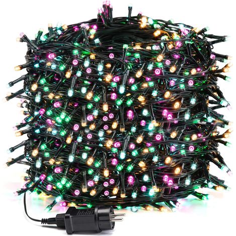 50 m lange Lichterkette mit 400 LEDs in verschiedenen Farben, Weihnachtsbaumbeleuchtung mit 8 Modi, IP44 wasserdicht, Innen-/Außendekoration für Partys, Schlafzimmer, Hochzeiten, Garten, Abendveransta (1/5)