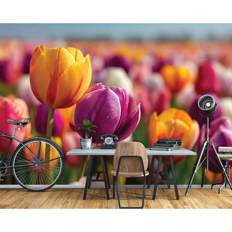 Fototapete Blumen Tulpen Natur, für Wohnzimmer und Schlafzimmer, 150 x 105 cm – Komplettset inkl. Kleister & Anleitung (1/5)