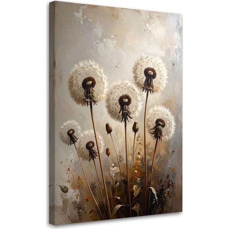 Quadro su tela, Fiori di tarassaco natura seppia, 40x60 (1/5)
