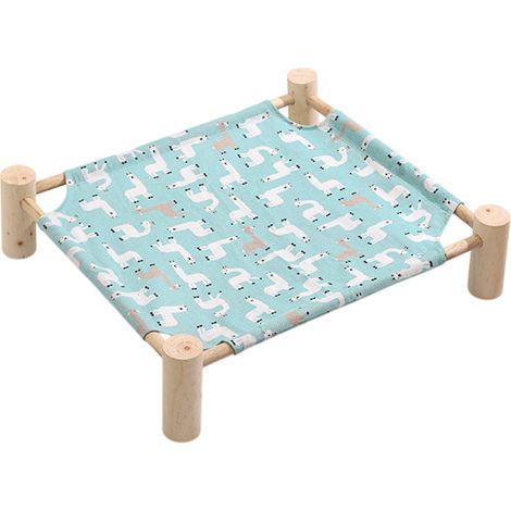1 lit surélevé pour chat, bois naturel, structure aérée, usage intérieur/extérieur, adapté aux chats et chiens de taille moyenne (1/5)