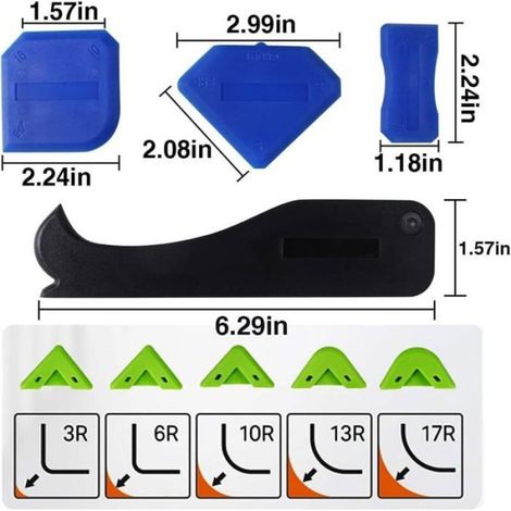 Kit outil silicone 5‑en‑1, outil retrait et lissage joint d’étanchéité, pour salle de bain, cuisine, baignoire, fenêtre, évier (1/4)