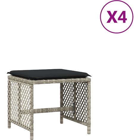 Maison Exclusive - Sgabelli Giardino Cuscini 4pz Grigio Chiaro 41x41x36 Polyrattan