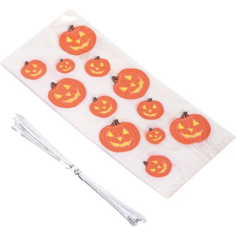 20 Cello Bags Pumpkin Loot Favor Gifts Bag Halloween Sweets Decorations Treat (1/5)
