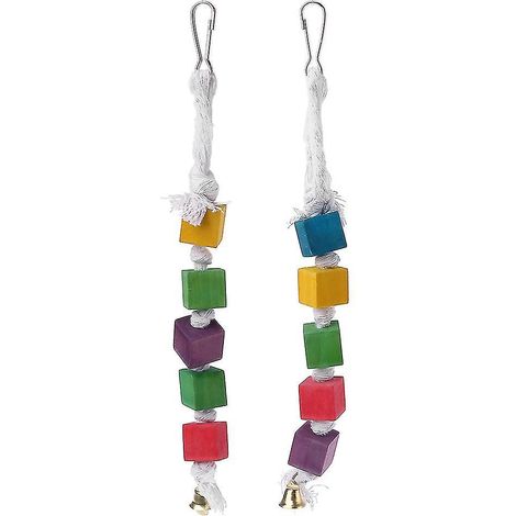 Jouets pour oiseaux à mâcher, blocs de bois, jouets à suspendre à la cage, jouets à déchirer et à mâcher pour les dents