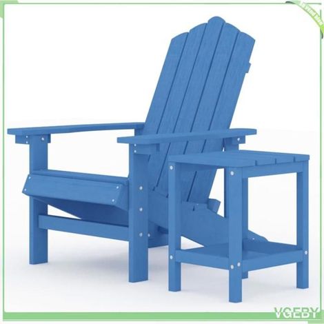 Chaise de jardin Adirondack avec table - FAFEICY - 3095703 - PEHD anti-UV - Bleu aqua - Faible maintenance (1/5)