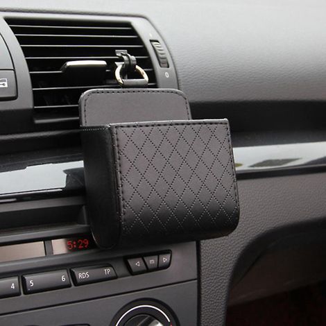 un Sac De Rangement De Voiture Noir, 9 Cm 5 Cm 12 Cm Sac De Rangement Interne Sac De Rangement De Sortie D'air De Voiture Sac Multifonction (1/5)