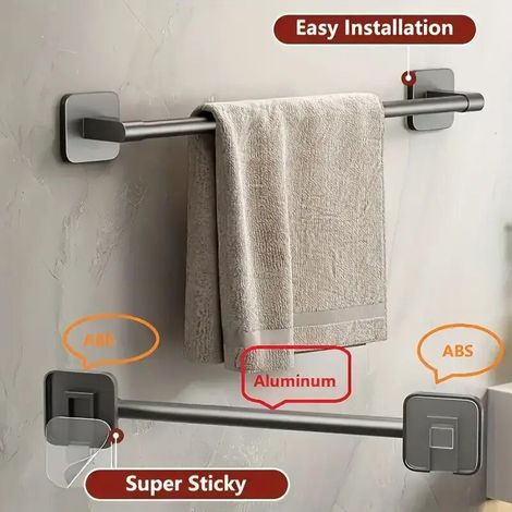 Porte-serviettes mural noir simple sans perçage (50 cm)
