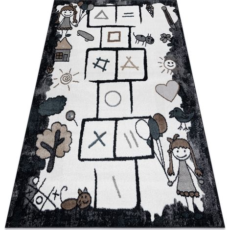 Carpet FUN Hop for children, hopscotch, animals black black 80x150 cm