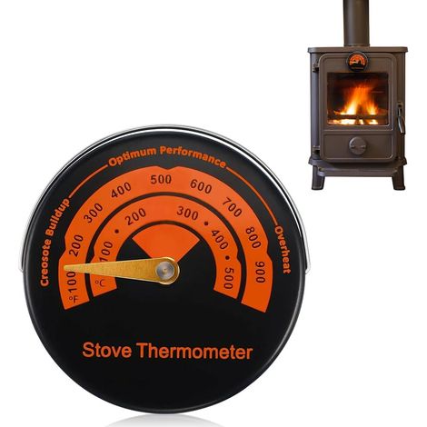 Thermomètre de Poêle Magnétique, Thermomètre de Tuyau de Cheminée de Four Cadran en Alliage D'aluminium Jauge pour Poêle à Bois à Gaz à Granulés de Tuyau 0-400℃ Rond de Haute PréCision (1/5)