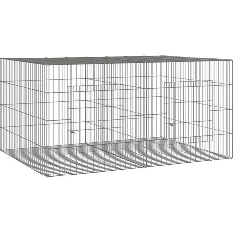 Conigliera con 2 Pannelli 110x79x54 cm Ferro Zincato vidaXL
