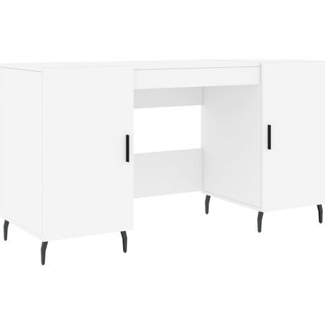 Bureau table poste de travail meuble d'ordinateur informatique étude 140 x 50 x 75 cm bois d'ingénierie blanc