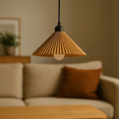 Pendelleuchte "Colt", beige/schwarze Deckenrosette/schwarzes Kabel