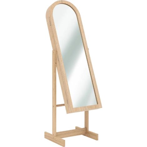 Armoire à bijoux avec miroir NORA coloris effet bois naturel - Longueur 42 x Profondeur 37,5 x Hauteur 145 cm (1/5)