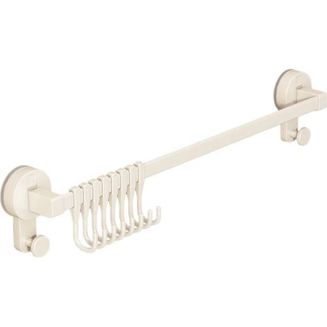 Portautensili da cucina a parete bianco, 40 cm, con 6 ganci appendibili. (1/5)