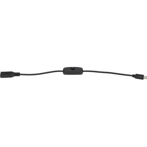 30 cm langes USB-Typ-C-Verlängerungskabel (Stecker/Buchse) mit Ein-/Ausschalter für Mobiltelefone, Schwarz