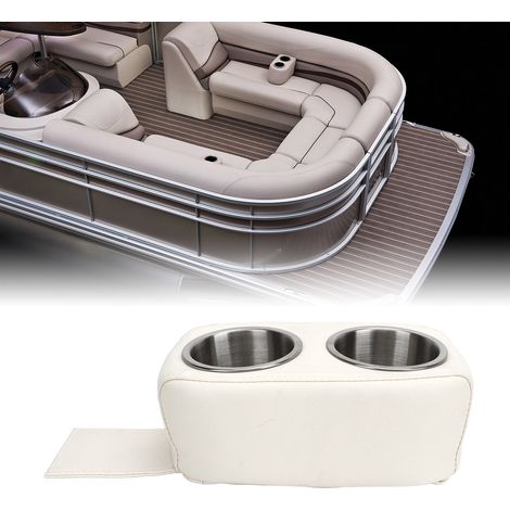 Porte-gobelets double avec porte-gobelets en acier inoxydable, adapté aux camping-cars, yachts, bateaux et voitures (blanc). (1/5)