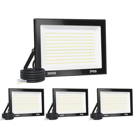 【4PCS】300W Projecteur LED Exterieur 30000LM IP66 Imperméable spot led exterieur Super Brillant Eclairage Extérieur Blanc Chaud(3000k) Sécurité spot led pour stades, usines, Parking, garage, jardi (1/5)