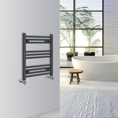 Warmehaus Straight Bathroom Heated Towel Rail Warmer Radiator Central Heating 600x500mm Anthracite
