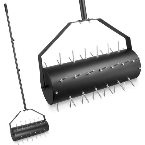 Lawn Aerator, Manual Lawn Aerator, Lawn Roller with 39 Nails (6 cm) and Handle, Manual Scarifier for Courses, Lawn Surfaces in the Garden (44 cm x 141 cm/93.5 cm) (1/5)