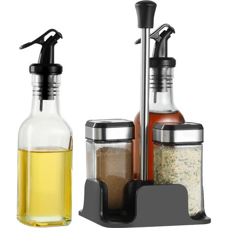 Juego de dispensadores de aceite y vinagre, diseño a prueba de fugas, elegante almacenamiento de cocina, 1 unidad (1/2)