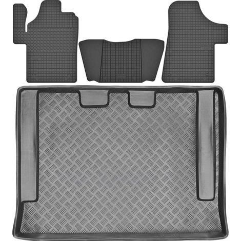 Ensemble de tapis de sol en caoutchouc pour Mercedes Viano W639 (fourgonnette) de 2011 à 2014 + tapis de coffre.