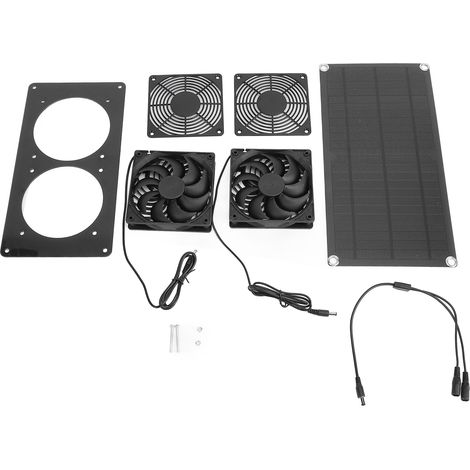 Ortviai Ventilateur d’Évacuation Solaire 10 W, Double Ventilateur ABS Étanche et Résistant au Vent pour Poulailler, Serre et Abri