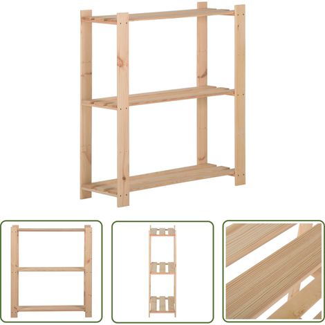 The Living Store Étagère de stockage 3 niveaux 80x28,5x90 cm Bois de pin massif - Étagère De Rangement - Meuble De Rangement - Étagère Industrielle - Rangement Intérieur - Rangement Maison (1/5)