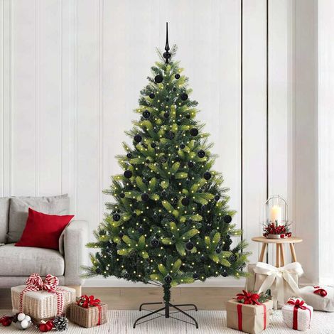 Künstlicher Klapp-Weihnachtsbaum mit 300 LEDs Grün 210 cm