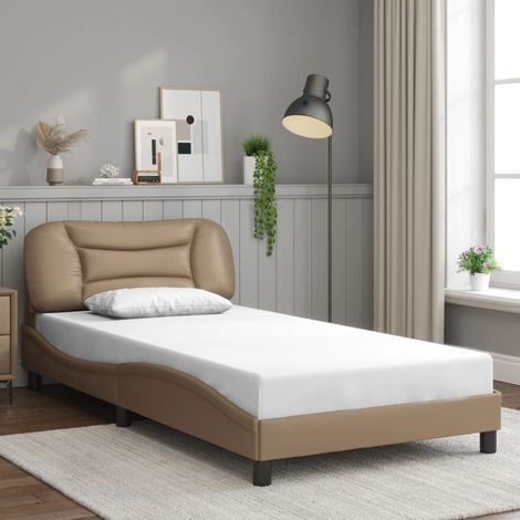 Estructura de cama sin colchón Hvar cuero sintético capuchino 100x200cm vidaXL (1/5)