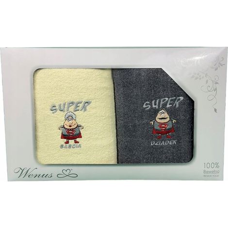 Handtuchset „Super Oma & Super Opa“, 50 x 100 cm, verschiedene Farben (1/5)